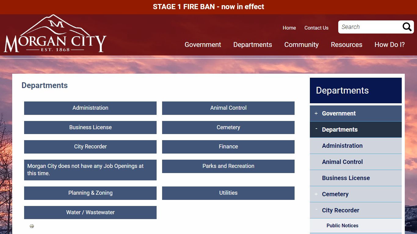 Departments | Morgan City Utah